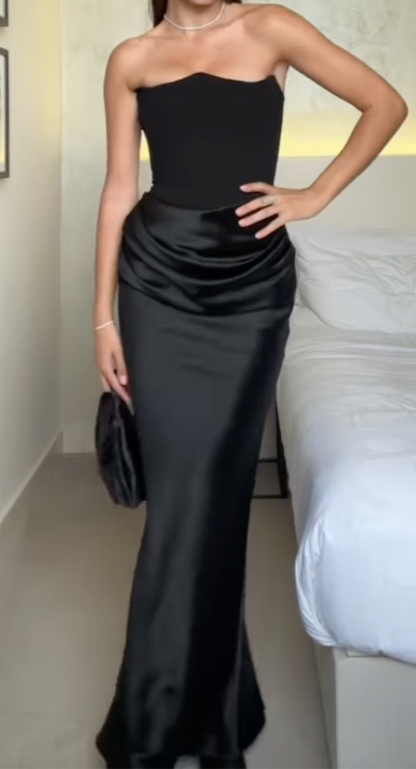GALA BLACK STRAPLESS CORSET DRESS